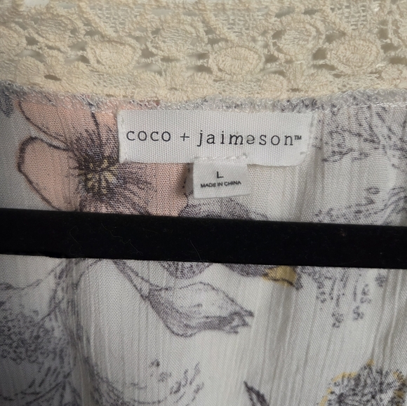 Coco Jamison Boho Floral Lace Trim Women's Rayon Kimono Size Large EUC - Picture 14 of 15